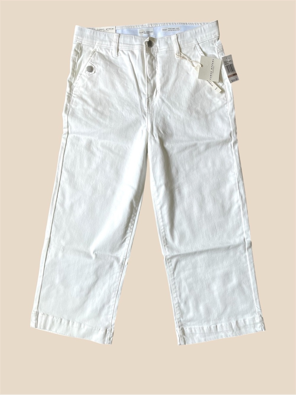 Curve Appeal The French Riviera Jean - White Wide Leg Crop Size 12/31 - Picture 2 of 5
